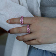 2020 оптовая продажа розовый белый Багет cz полный камень вечность браслет обручальное кольцо для женщин пастельный цветной браслет cz кольца 2024 - купить недорого