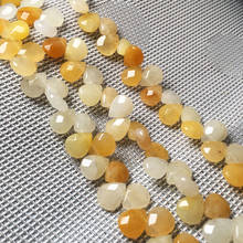 Pedra natural facetado gota de água forma solta contas amarelo jades cristal cordão para fazer jóias diy pulseira colar 2024 - compre barato