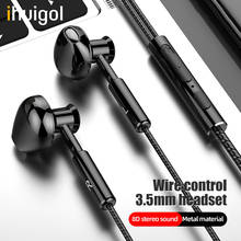 ihuigol 8D Metal 3.5mm Jack Wired Earphone Sport Earbuds Noice Cancelling Phone Headset With Mic In-Ear Stereo Surround Earphone 2024 - buy cheap