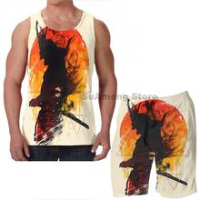 Camisetas sin mangas con estampado divertido para hombre y mujer, conjunto de pantalones cortos de playa, chaleco de fitness, código Samurai, Verano 2024 - compra barato