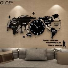 Reloj De Pared con mapa del mundo grande para sala De estar, mecanismo De Reloj negro 3D, Relojes De Pared nórdicos modernos De lujo, gran oferta 2024 - compra barato
