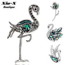 Natural Shell Jewelry Women's Vintage Brooch With Rhinestone Swan Animal Rose Brooch For Women Girl Clothing Scarf Backpack Pins 2024 - buy cheap