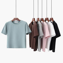 Camiseta feminina 100% algodão, camiseta curta para o verão, novo, manga curta, sexy, estudante, top e camiseta de moda para meninas 2024 - compre barato