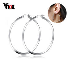 Vnox-pendientes de aro de círculo grande para mujer, aretes redondos simples de acero inoxidable, joyería de Color plateado 2024 - compra barato