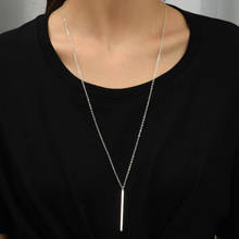 Simple Classic fashion Stick Pendant Necklace Hollow Girl Long Link Chain Square Copper Necklaces long Strip Jewelry for women 2024 - buy cheap