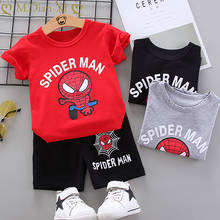 Комплекты детской одежды с героями мультфильмов, принт Человека-паука летняя одежда для маленьких мальчиков, футболка + шорты, детская одежда для детей ясельного возраста, комплекты летней одежды для мальчиков младшего возраста, 2024 - купить недорого