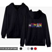 Human Love Wins LGBT Rainbow Lesbians Gays Fashion Men Women Zipper Long Sleeve Pocket Harajuku Hoodies Jackets Sweatshirts Tops 2024 - buy cheap