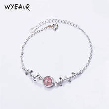 WYEAIIR Natural Strawberry Crystal Literary Fresh Twig Sweet 925 Sterling Silver Female Resizable Bracelets 2024 - buy cheap