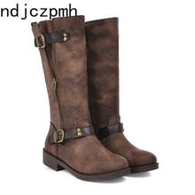 Women's Boots The New winter Round head zipper Low-heeled High tube Martin boots Women's shoes plus size 34-43 Heel Height 3cm 2024 - buy cheap