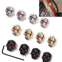 4 Skull Head Electric Guitar Metal Volume Knob Cap Bass Volume Color Knob Potentiometer Cap with Wrench 2024 - buy cheap