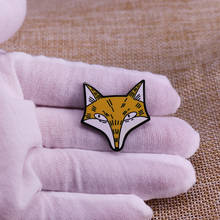 Broche bonito do animal dos desenhos animados do pino do esmalte da cabeça da raposa 2024 - compre barato