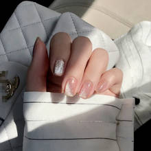 24pcs fake nails with glue sticker Cat Eye Phototherapy Nail Patch Wearable Fake Nail Short False Nail Wedding For Winter 2024 - buy cheap