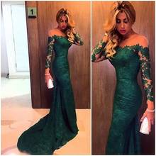 Weilinsha Mermaid Lace Formal Party Gowns Prom Dress Long Emerald Green Long Sleeves  Evening Dresses vestidos de fiesta 2024 - buy cheap