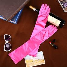 Elegant New Pink Blue Purple  45cm Long Satin for Bride Wedding Gloves 2019 Girls Finger Prom Guantes de novia Mariage Femme 218 2024 - buy cheap