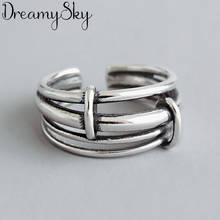 DreamySky Exaggerated Retro Silver Color  Line Rings For Women Engagement Rings Men Vintage Jewelry 2024 - buy cheap