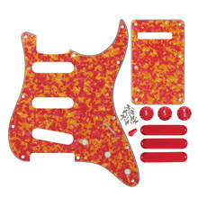 Conjunto de strat pickguard sss 11 buracos guitarra placa traseira captador vermelho cobre 2t1v botões interruptor dicas peças de guitarra 2024 - compre barato