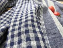 Двусторонняя пряжа окрашенная полосатая клетчатая хлопчатобумажная ткань для платья шарф ткань высокого класса льняная ткань 2024 - купить недорого