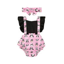 Citgeett Summer 0-24M Newborn Baby Girls Animal Print Ruffles Short Sleeve Jumpsuits+Headband 2pcs 2024 - buy cheap