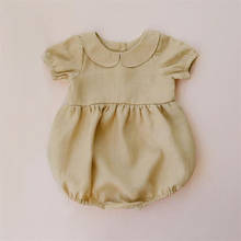 Ropa de algodón orgánico para niña recién nacida, pelele informal de manga corta, color rosa, 3M 2024 - compra barato
