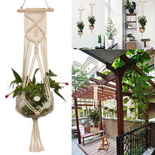 Vaso de flores macrame artesanal, cesto de pendurar, corda, vaso de flores, saco, hortícola, porta, varanda, decoração de jardim, cabides de plantas 2024 - compre barato