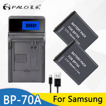 Palo 2pc com baterias bp70a, câmera + carregador de bateria lcd para samsung sl50 sl600 st95 st100 st6500 tl205 wb30f 35f 2024 - compre barato