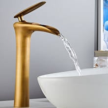 Grifo de bronce antiguo para lavabo de baño, mezclador de lavabo de latón, cascada, grifo de agua caliente y fría 2024 - compra barato