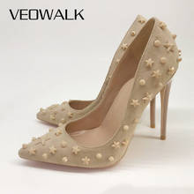 Veowalk Starry Rivets Women Suede Pointy Toe Stilettos High Heels Sexy Ladies Flock  Spikes Party Pumps Fashion Dress Shoes 2024 - buy cheap