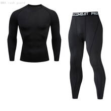 Спортивный костюм для ММА, мужские тренировочные костюмы, быстросохнущая компрессионная рубашка 2021, леггинсы для фитнеса, тренировочный костюм, мужская спортивная одежда для бега, 2 шт./комплект 2024 - купить недорого
