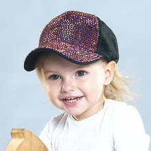 Gorras de béisbol con diamantes de imitación para niños, gorra con visera ajustable, Snapback, Hip-hop, Color sólido 2024 - compra barato
