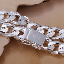 Браслет из стерлингового серебра 925 пробы с квадратной застежкой 10 мм для мужчин и женщин 2024 - купить недорого