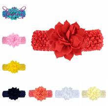 Nishine-Diadema de flores de loto de varias capas para recién nacido, diadema elástica de punto hecha a mano, accesorios florales para el cabello de 9 CM 2024 - compra barato