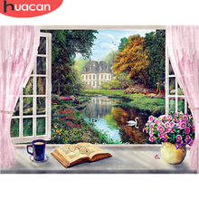 HUACAN Full Drill Diamond Painting Window Landscape Cross Stitch Diamond Embroidery River Mosaic Handcraft 2024 - buy cheap