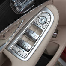 Cubierta de estilo de coche, interruptor de botón de elevación de ventana, lentejuelas, interior de acero inoxidable brillante para Mercedes Benz nueva Clase C W205 GLC 2024 - compra barato