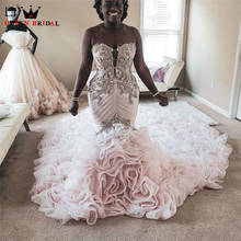 Vestido de casamento 2021 sereia trem grande querida cristal frisado lantejoulas luxo sexy vestido de noiva feito sob encomenda kw41 2024 - compre barato
