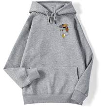 Cartoon Cat Crawling Cute Streetwear Hip Hop Male Sweatshirt Autumn Daily Casual Hoodies Loose Hooded Tops Men 2024 - buy cheap