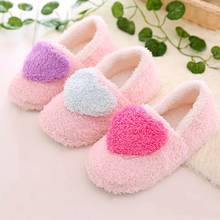 1 Pair Lovely Plush Warm Floor Flat Shoes Heart Pattern Soft Casual Indoor Slippers for Women Thick Anti-slip Home Shoes Winter 2024 - buy cheap