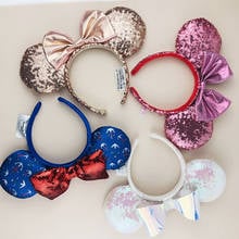 Diadema de orejas de Disney para adultos y niños, disfraz de Mickey y Minnie y sirena para fiesta de cumpleaños, diadema de felpa para Cosplay, regalo 2024 - compra barato