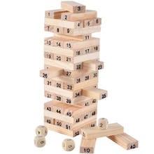 Brinquedo de jogos de empilhar alta madeira, 54 peças, equilíbrio clássico, jogo de cérebro, brinquedo educacional de inteligência, presente para crianças meninos 2024 - compre barato