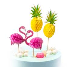 Flamingo Pineapple Cake Topper Hawaii Summer Birthday Decor Tropical Aloha Cake Decor Flamingo Beach Party Decor 2024 - buy cheap