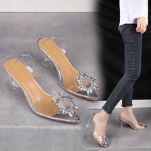 2021 new Female Sandals Fashion High Heels Pointed comfortable PVC slip on Shoes for women Summer Transparent Middle heel Pumps 2024 - buy cheap