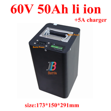 Bateria de íon de lítio li ion 60v 50ah, com bms para motor 3000w 3600w, carrinho de golf, scooter, motocicleta, bicicleta + carregador 5a 2024 - compre barato
