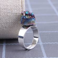 Retro reiki rock minério mineral arco-íris banhado a quartzo anéis abertos ágata naturais reais anéis de quartzo festa de casamento jóias femininas masculino 2024 - compre barato