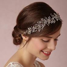 Trendy Wedding Hair Accessories Pearl Rhinestone Headband Silver color Bridal Tiara Queen Party Headband Handmade Accessories 2024 - buy cheap