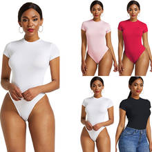 Sexy One Piece Bodycon Bodysuit Short Sleeve O Neck Open Basic White Black Red Overalls Women Body Top Skinny Rompers Female 2024 - buy cheap