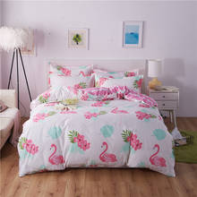 Pink Cute Cartoon Western Comforter Bedding Sets Flamingos Bed Lining Set Girl Boy Duvet Cover Set 150x200 Home Textile Kid FG63 2024 - buy cheap