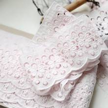 2 Meters 100% Cotton Pink Lace Mesh Embroidery  DIY Lace Trim Lace Ribbons Doll Curtain Materials 8.7cm Width 2024 - buy cheap