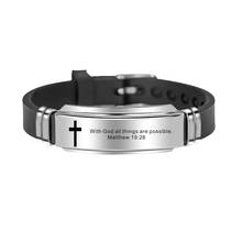 Religious Cross Jesus Scripture Quote Christian Bible Verse Inspiring Faith Leather Bracelets For Men Personalize Gift 2024 - buy cheap