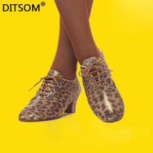 Quality Silk Flash Satin Leopard Print Latin Dance Shoes Women Split Soles 5cm Heel Ballroom Tango Salsa Dancing Shoes Ladies 2024 - buy cheap