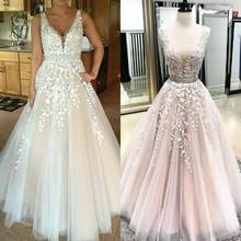 Women's A-Line Long Lace Prom Dresses with Pockets Robe De Soiree Floor Length Corset Back Formal Party Dresses 2024 - buy cheap