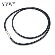 Size 1-3mm Black Leather Cord Necklace Cord Wax Rope For Diy Necklaces Jewelry Lace Chain 41-70cm Stainless Steel Rotary Clasp 2024 - buy cheap